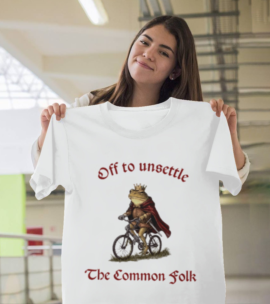 Off To Unsettle The Common Folk Frog Meme Cycling Royalty T-Shirt