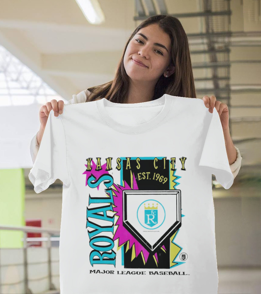 Kansas City Royals MLB Cooperstown Neon Field Shock Est 1969 Major League Baseball T-Shirt