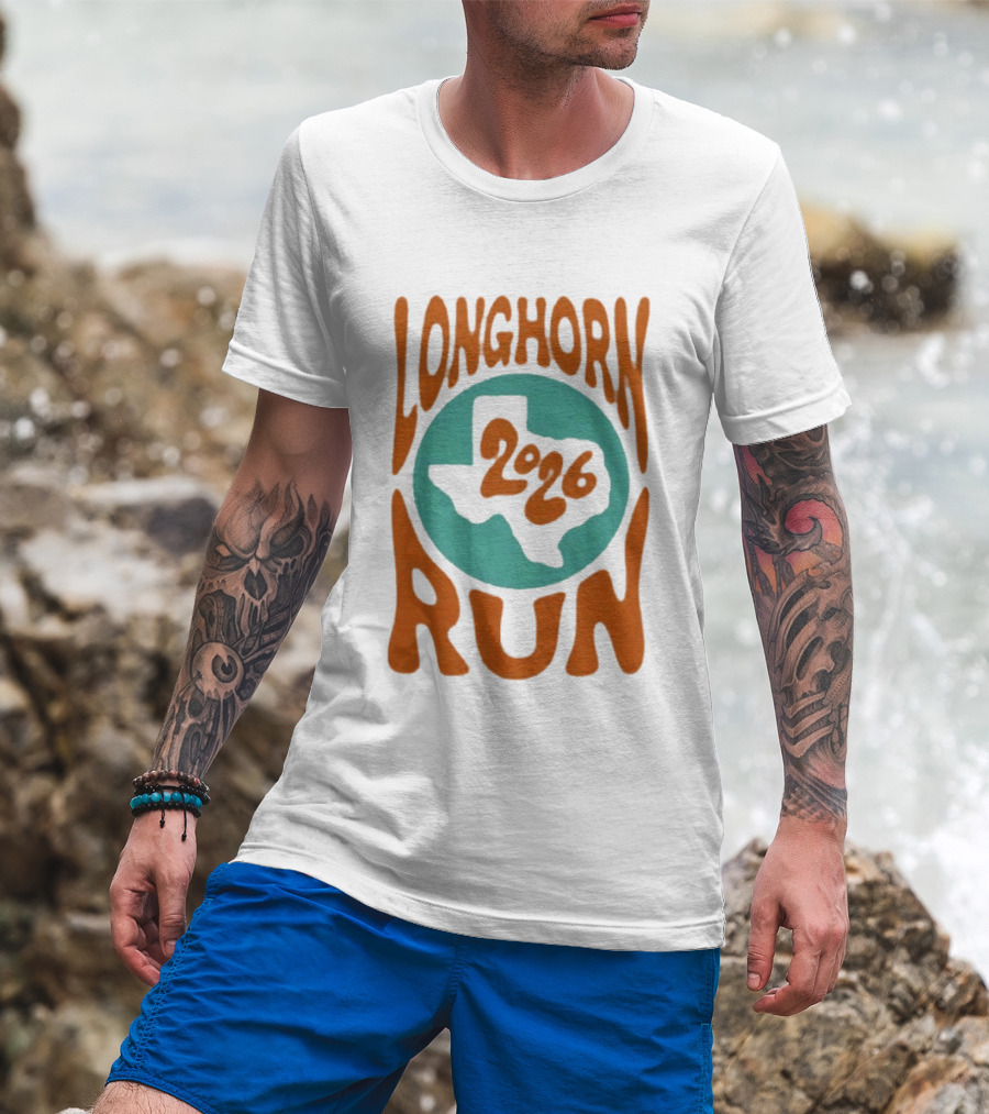 Texas Longhorn Run 2026 Event Logo With State T-Shirt