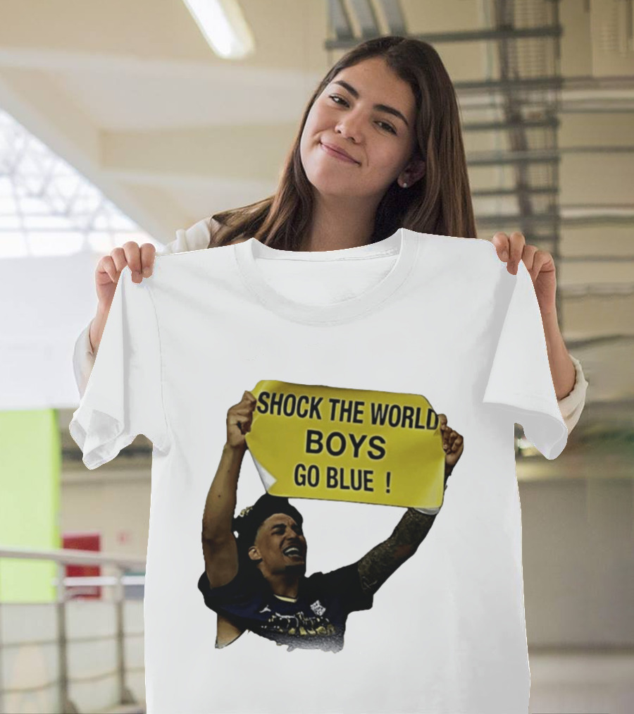 Shock The World Boys Go Blue Michigan Wolverines Basketball 2026 T-Shirt