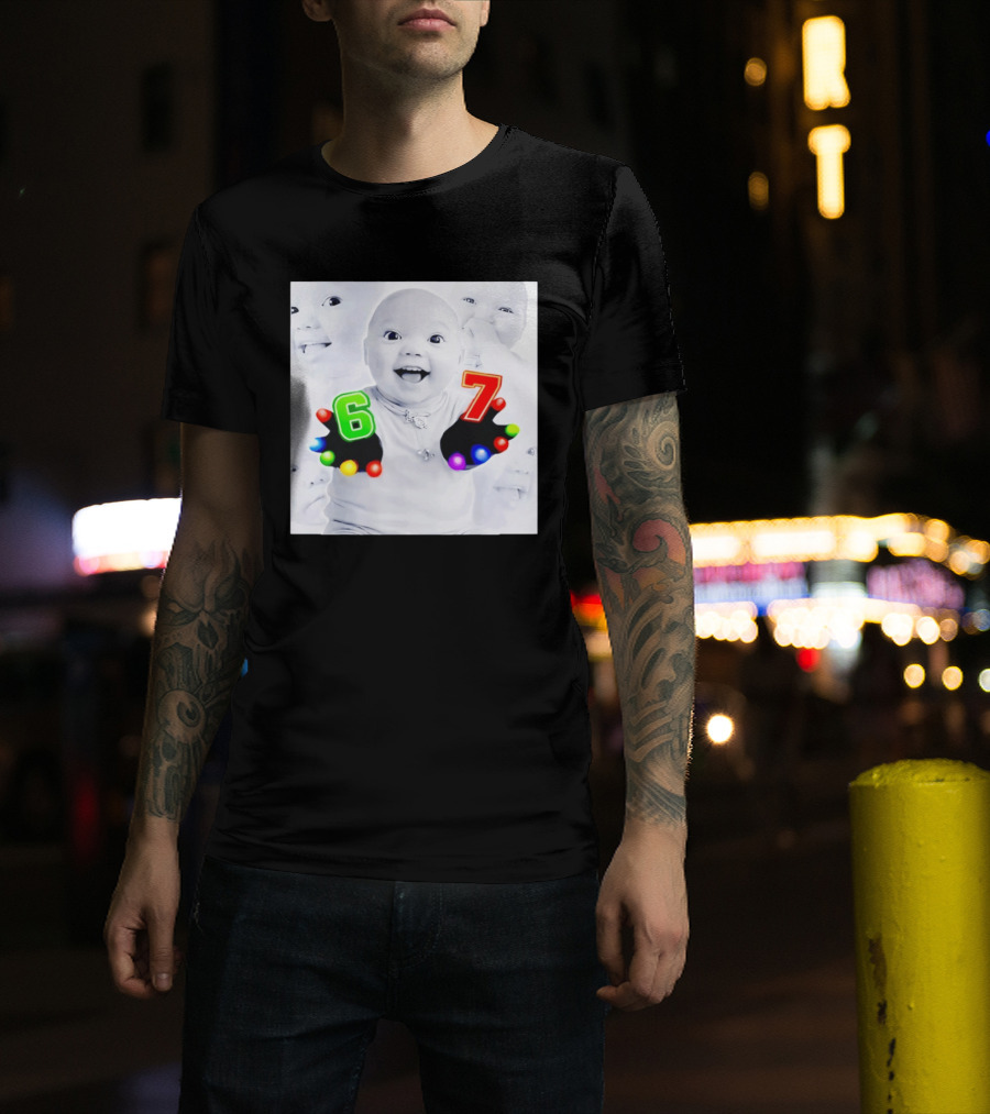 Gloving 67 Meme Baby With Light Up Six And Seven Numbers T-Shirt