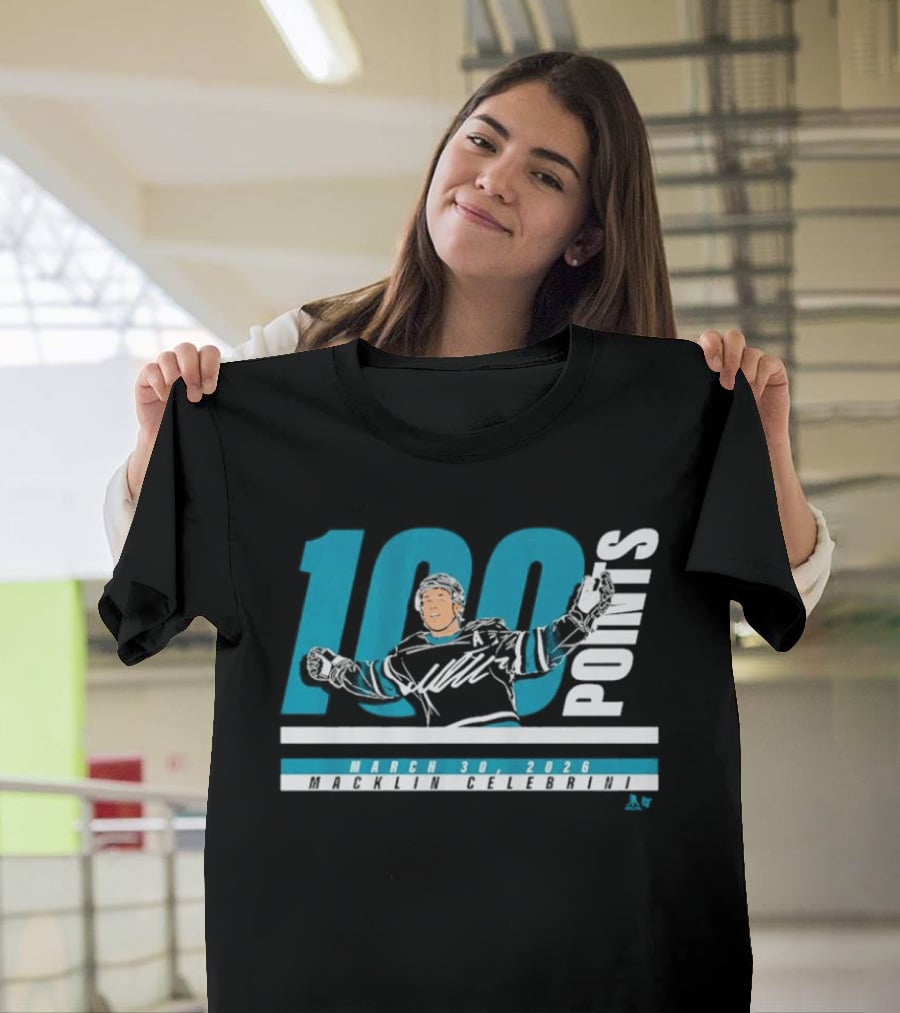 Macklin Celebrini 100 Points March 30 2026 T-Shirt