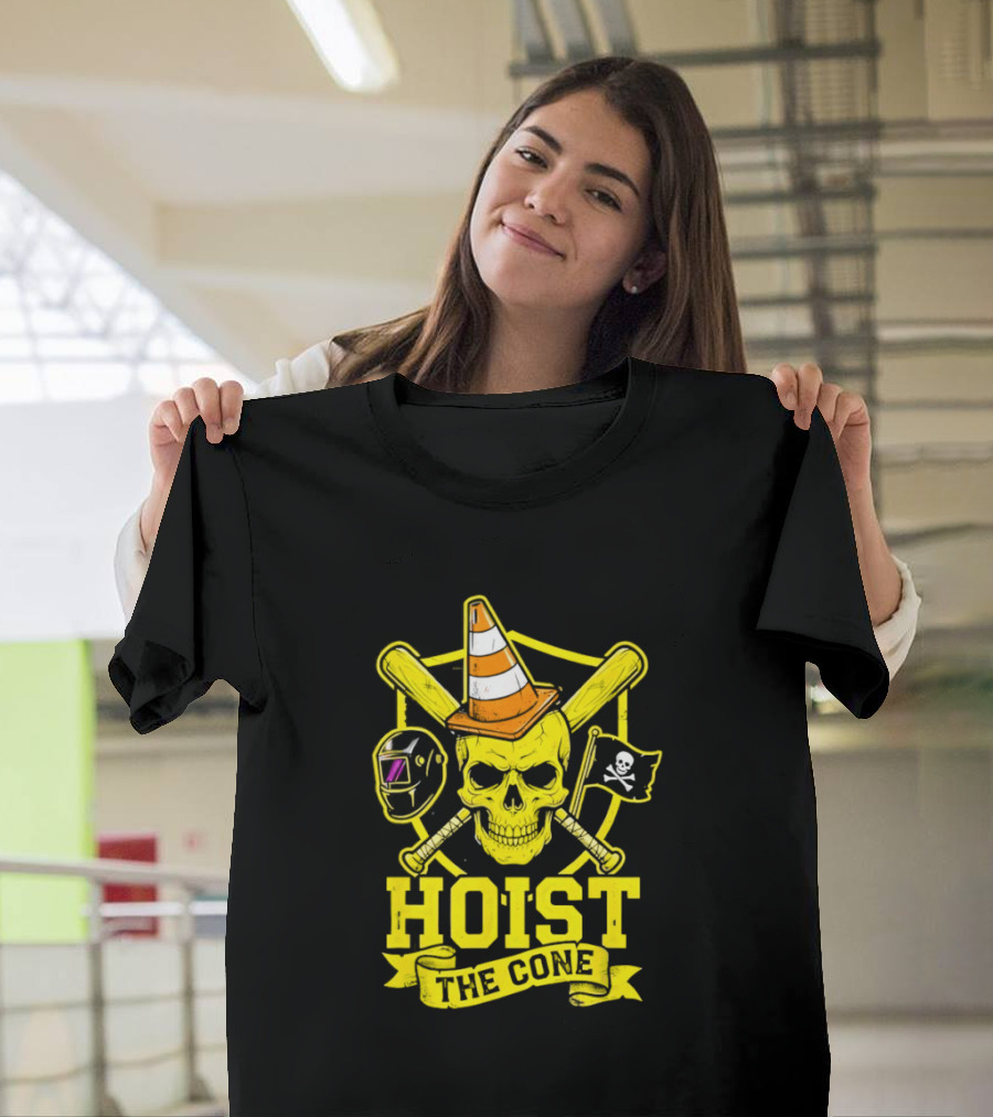 Hoist The Cone Pirate Skull Traffic Cone Baseball Crossbones T-Shirt