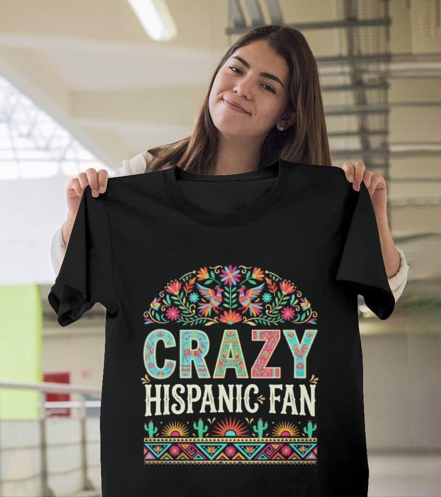 Crazy Hispanic Fan Spurs San Antonio Basketball Game Day 2026 Vibrant Celebration T-Shirt