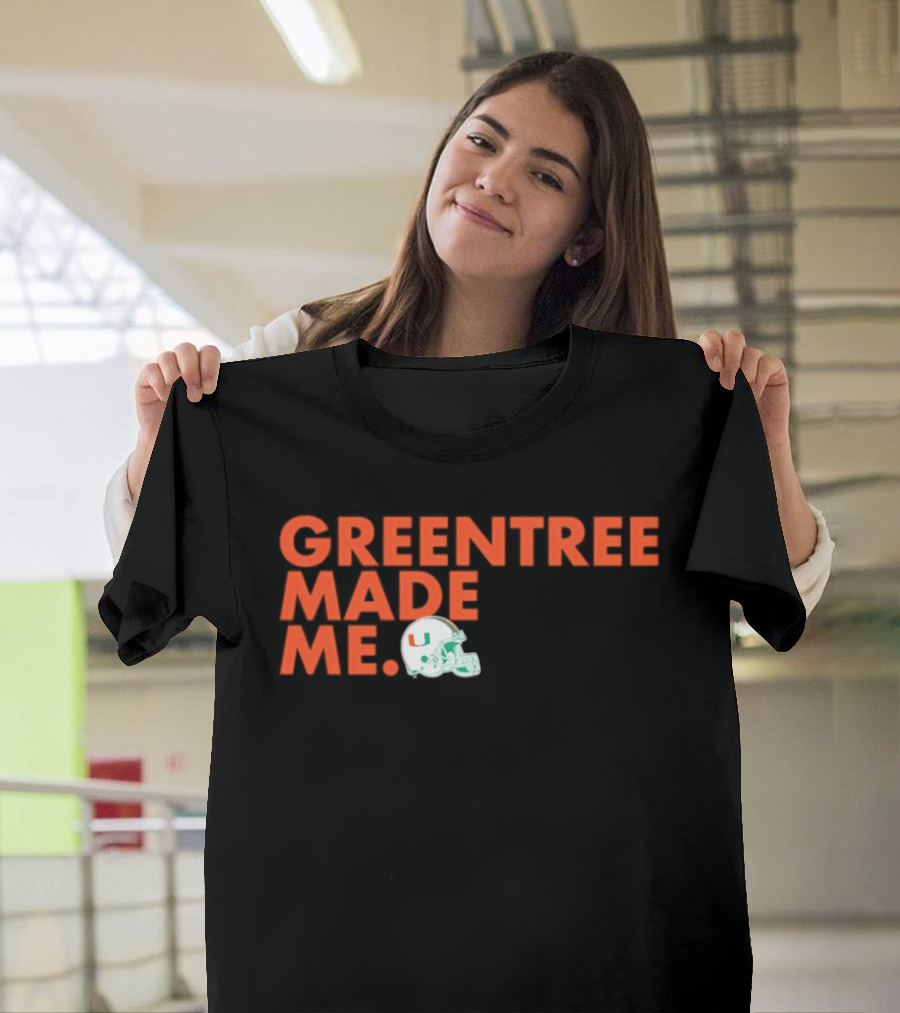 Miami Hurricanes Greentree Made Me Football Helmet T-Shirt