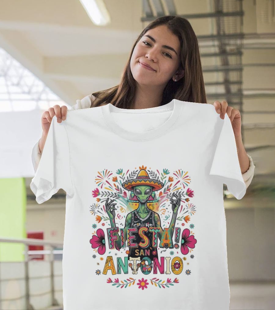 Fiesta San Antonio Alien Victor Wembanyama Mexico Spurs Basketball Floral T-Shirt