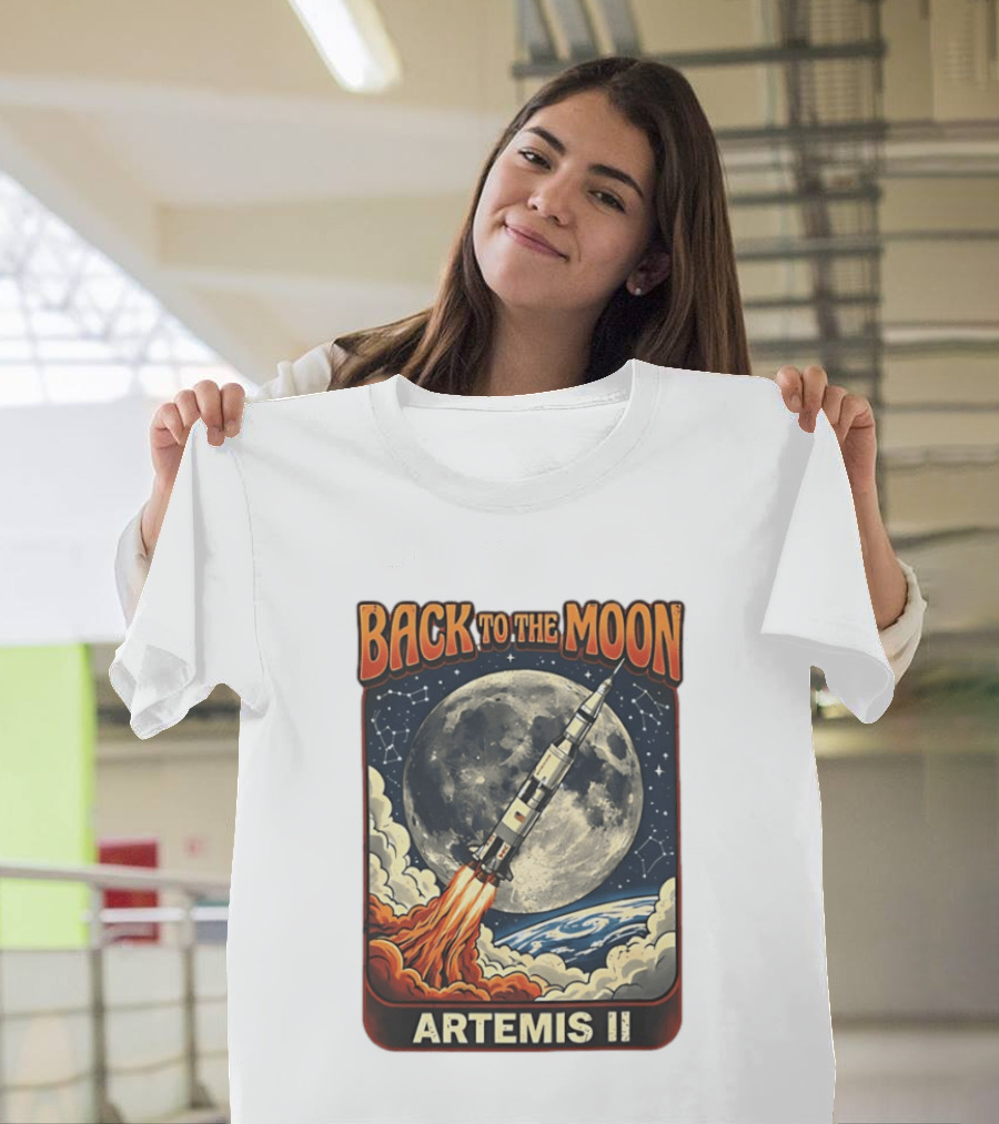 Back To The Moon Artemis II Rocket Launch Space Adventure T-Shirt