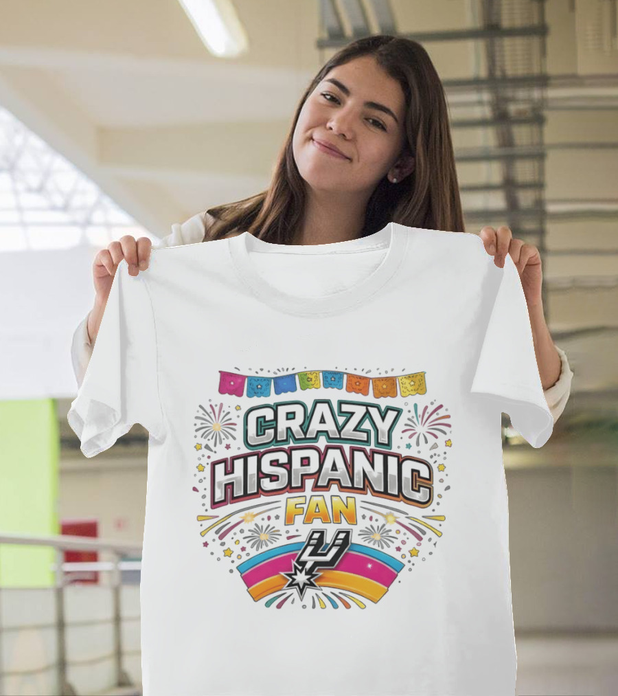 Crazy Hispanic Fan Spurs Basketball Celebration 2026 Fiesta Vibes T-Shirt