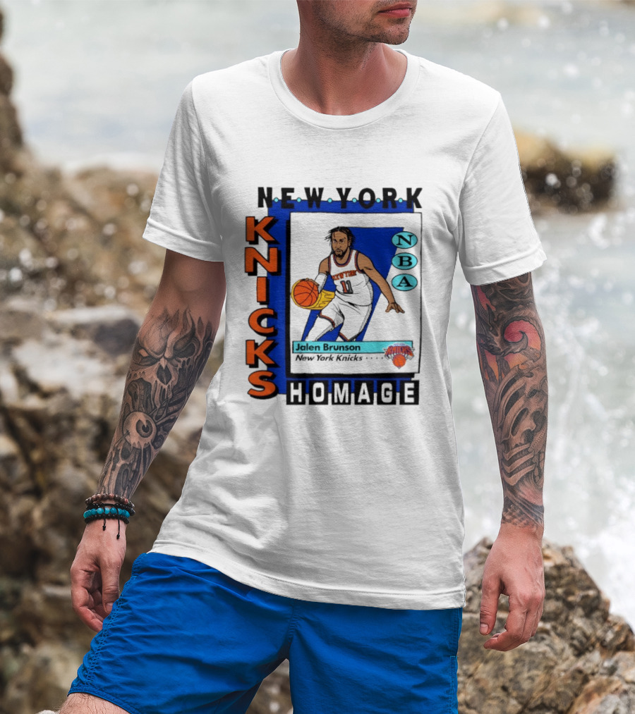 Jalen Brunson New York Knicks NBA Homage Topps Trading Card T-Shirt