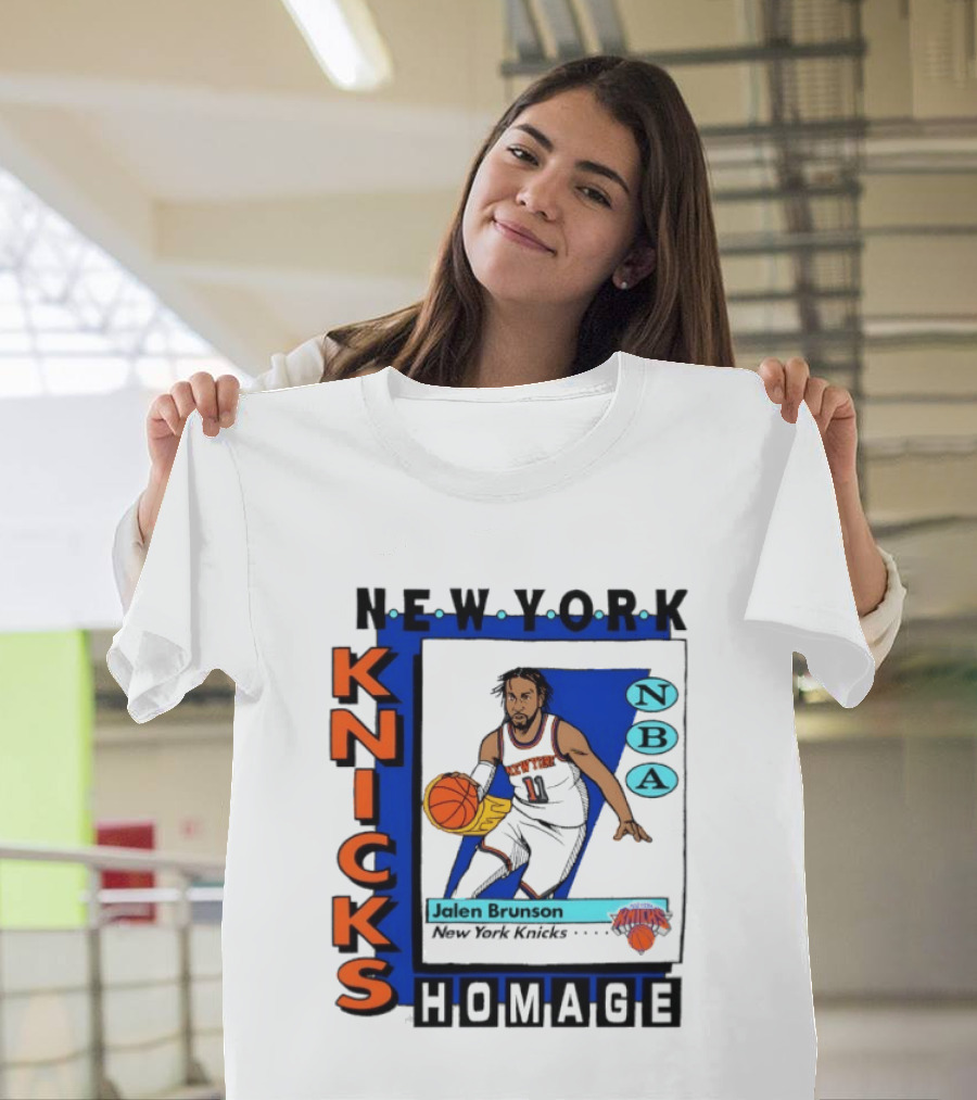Jalen Brunson New York Knicks NBA Homage Topps Trading Card T-Shirt