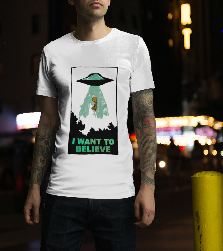 The X Files UFO I Want To Believe NBA Championship Trophy T-Shirt