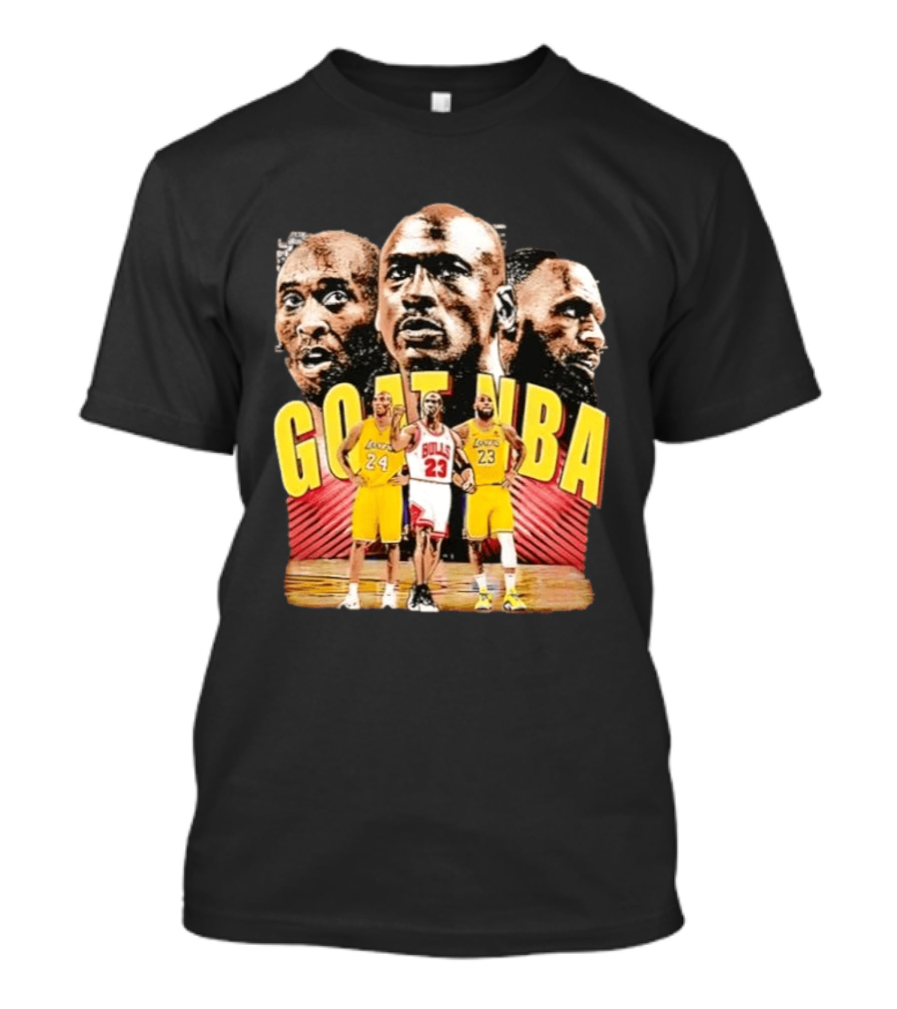 GOAT NBA Kobe Bryant Michael Jordan LeBron James Lakers Bulls Collage T-Shirt