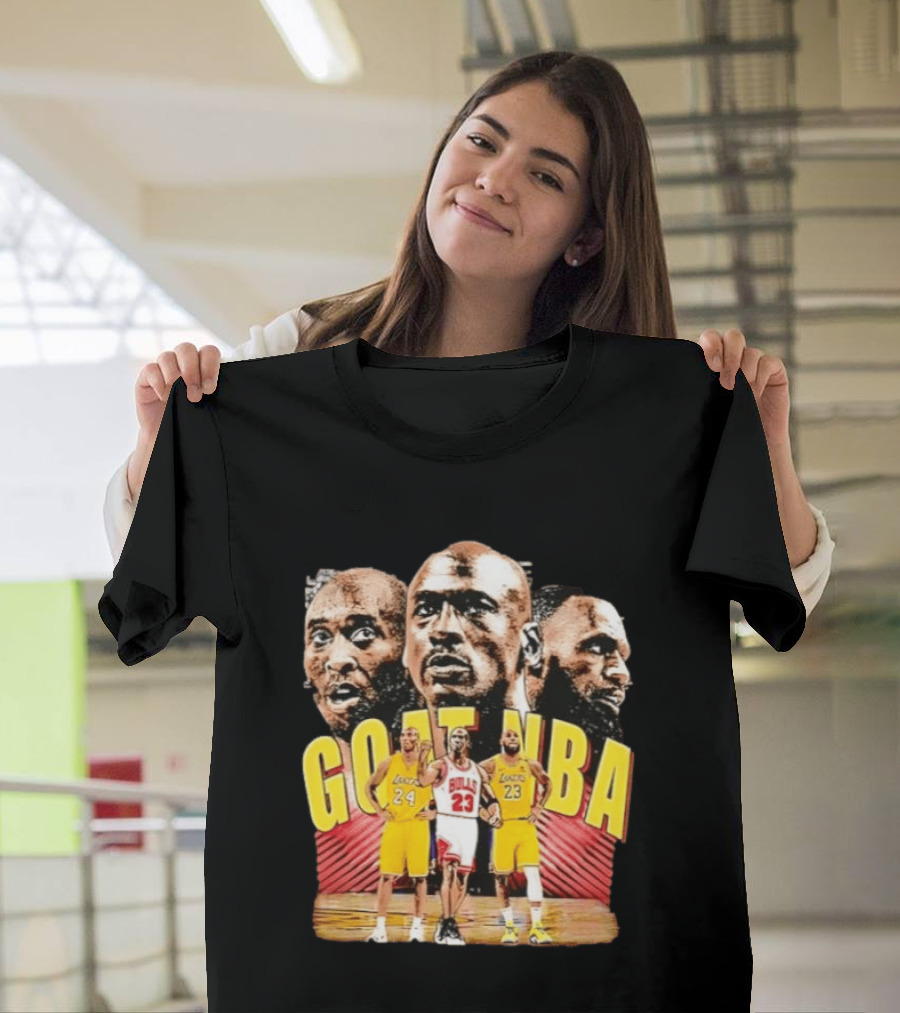GOAT NBA Kobe Bryant Michael Jordan LeBron James Lakers Bulls Collage T-Shirt