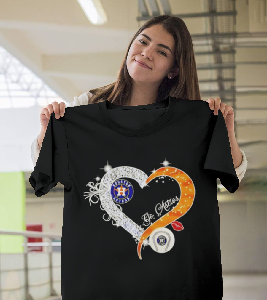 Houston Astros Heart Diamonds Baseball Love Astros T-Shirt