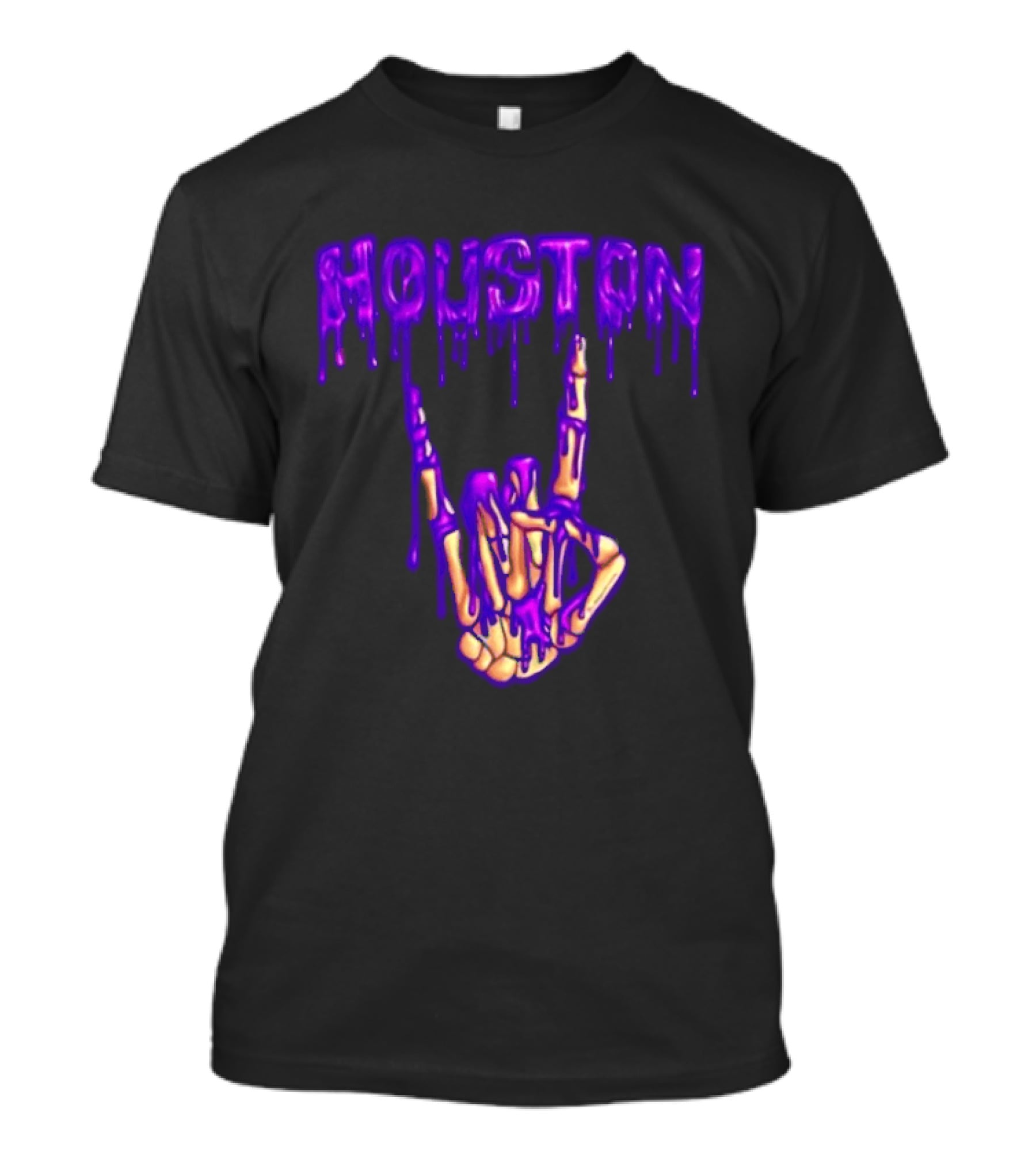 Houston Drip Skeleton Hand Gesture 2026 Purple T-Shirt