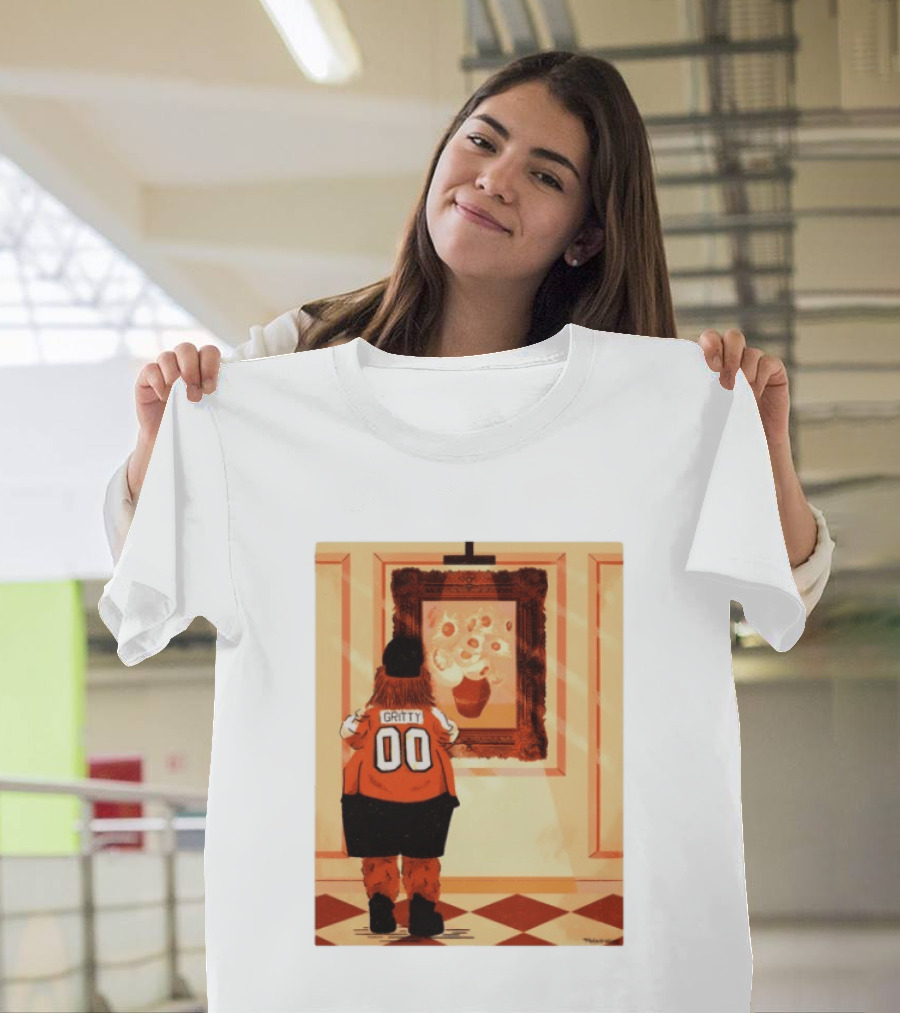 Gritty Philadelphia Flyers Meets Vincent Van Gogh Sunflowers Museum Exhibit T-Shirt