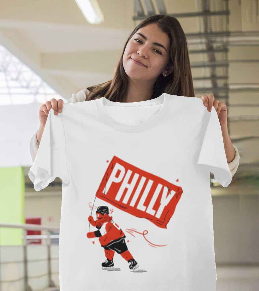 Gritty Philly Flag Philadelphia Flyers Hockey Rally Fan T-Shirt