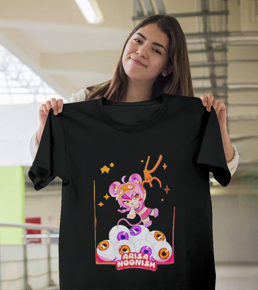 Playful Arisa Noonish With Seven Eyes Anime Character And Stars T-Shirt