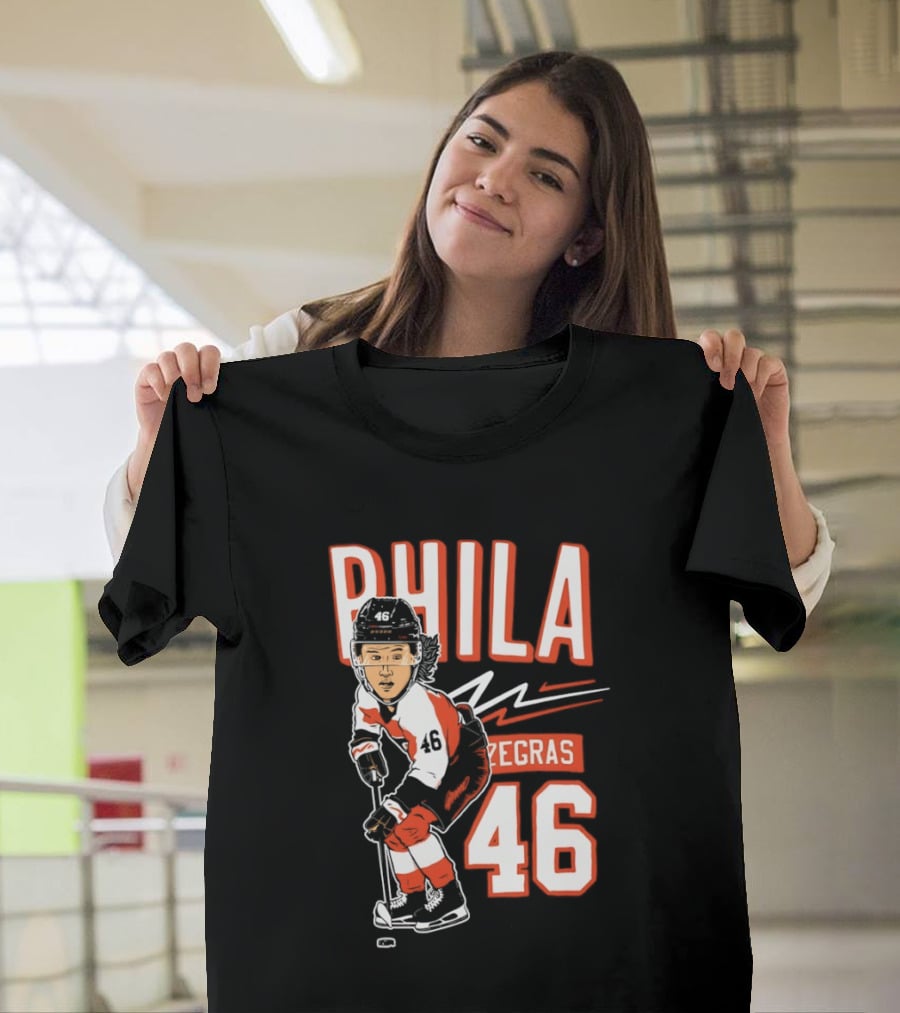 Phila Zegras 46 Caricature Philadelphia Flyers NHL Hockey 2026 T-Shirt