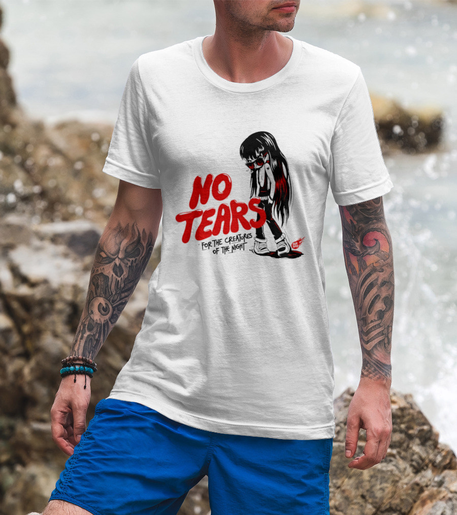 No Tears For The Creatures Of The Night Anime Gothic Style With Red Highlights T-Shirt