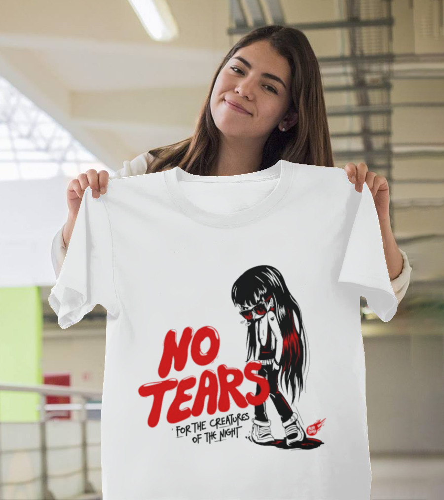 No Tears For The Creatures Of The Night Anime Gothic Style With Red Highlights T-Shirt