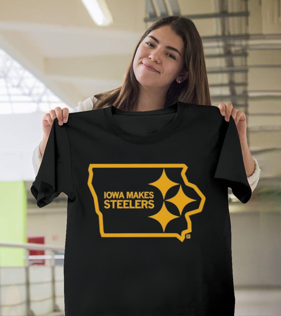 Iowa Makes Steelers Map And Starburst T-Shirt