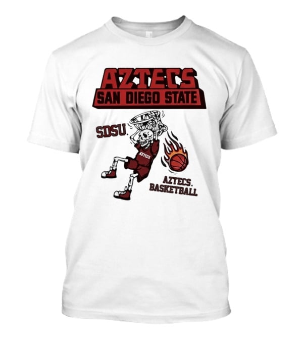 Aztecs San Diego State SDSU Skeleton Dunking Flaming Basketball T-Shirt
