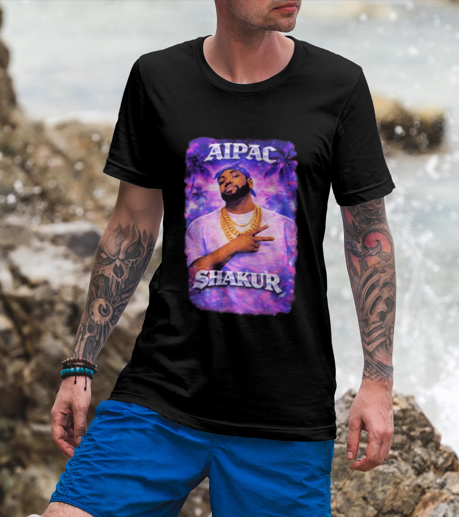Aipac Shakur Bandana Chains Purple T-Shirt