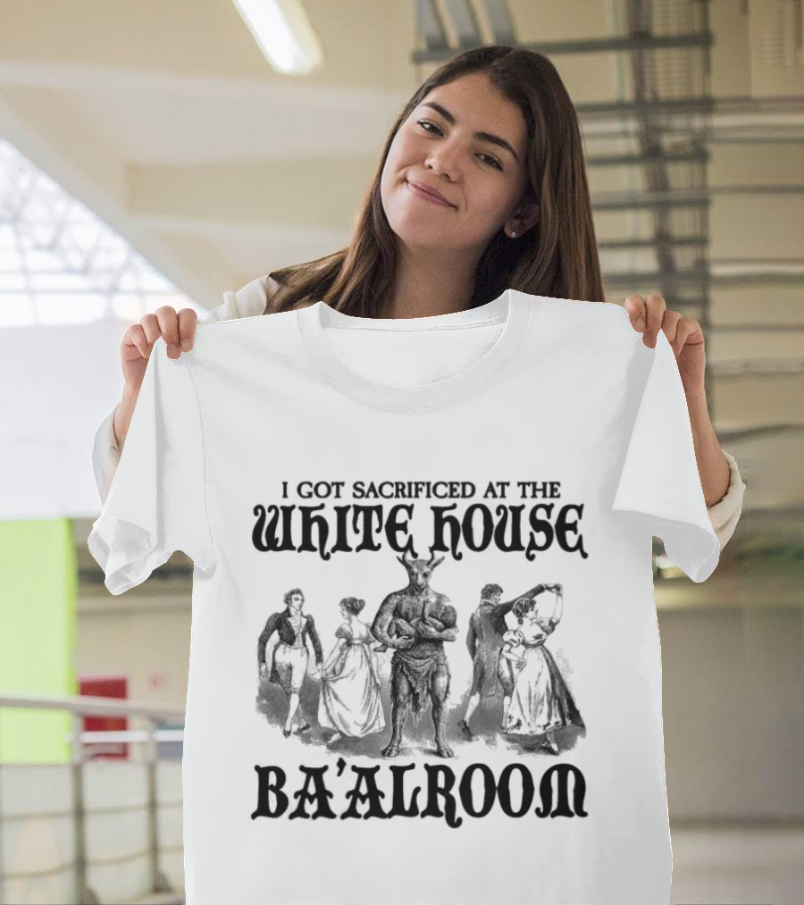 I Got Sacrificed At The White House Ba'alroom Vintage Occult Silhouette Scene T-Shirt