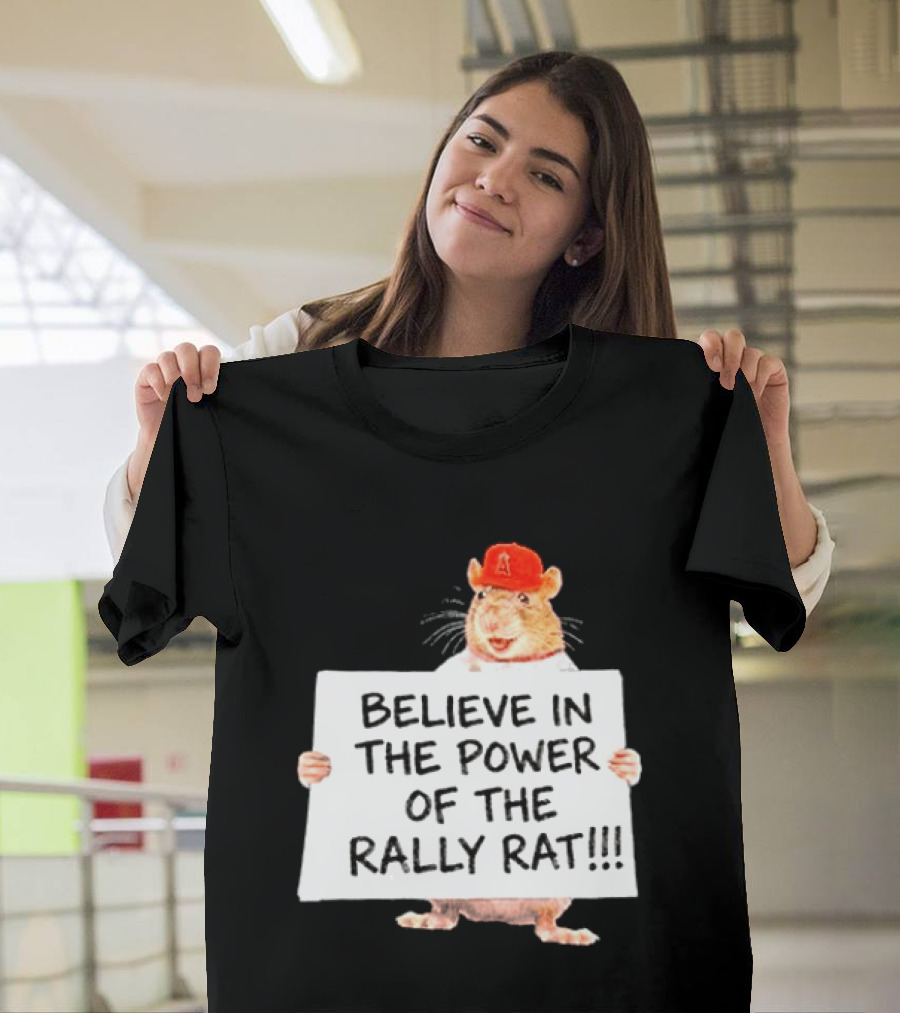 Believe In The Power Of The Rally Rat Red Cap Baseball Fan Spirit T-Shirt
