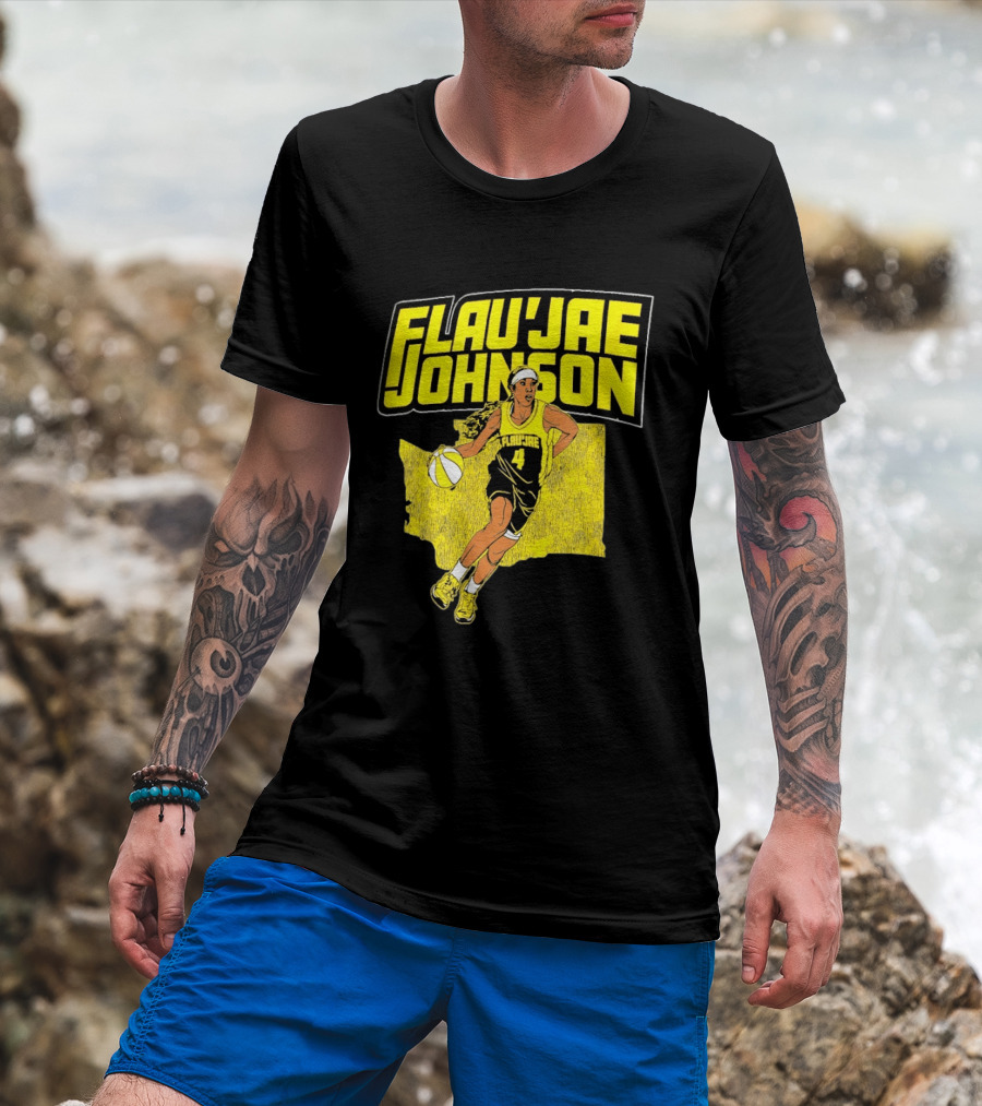 Flau'jae Johnson Basketball Illustration Yellow Seattle Storm T-Shirt
