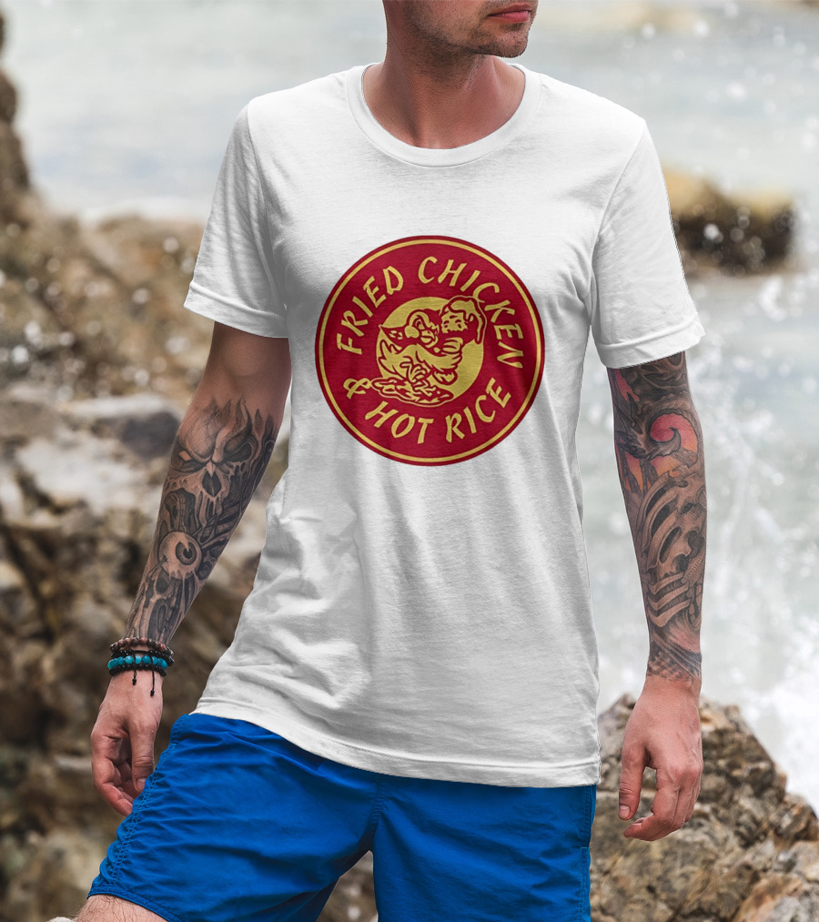 Fried Chicken And Hot Rice Vintage Style Circle T-Shirt