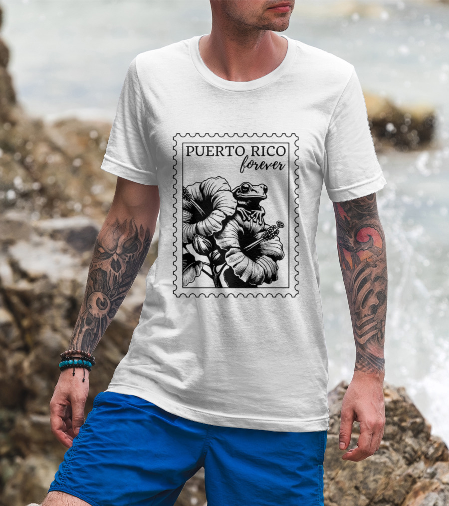 Puerto Rico Forever Hibiscus Stamp T-Shirt