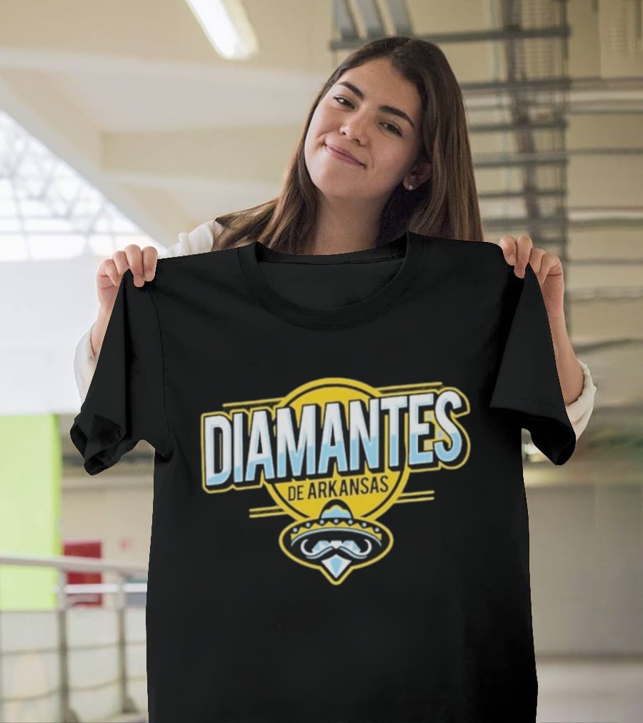 Diamantes De Arkansas Travelers Baseball Team Mustache T-Shirt