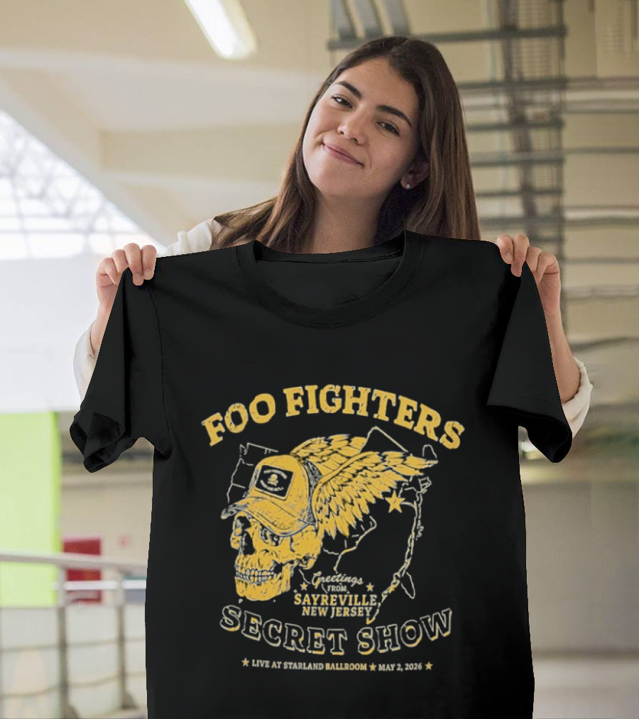 Foo Fighters Sayreville New Jersey 2026 Secret Show Winged Skull Starland Ballroom May 2 T-Shirt