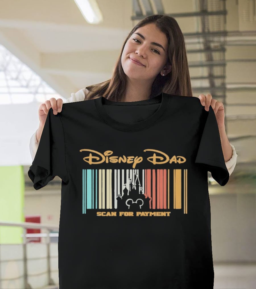 Disney Dad Barcode Castle Scan For Payment Father's Day T-Shirt