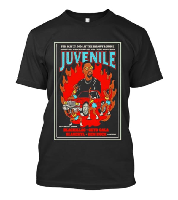 Juvenile Live Concert At The Far Out Lounge Austin TX May 17 2026 Featuring Truck Music And Dance T-Shirt