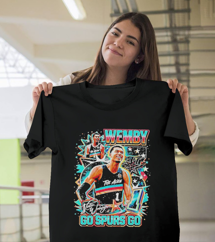 Wemby The Alien Go Spurs Go 90s Bootleg Retro Stars Number One T-Shirt