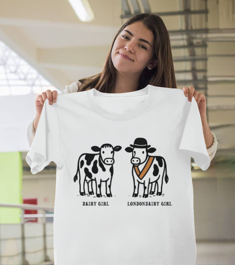 Dairy Girl Vs Londondairy Girl Funny Cow Humor T-Shirt