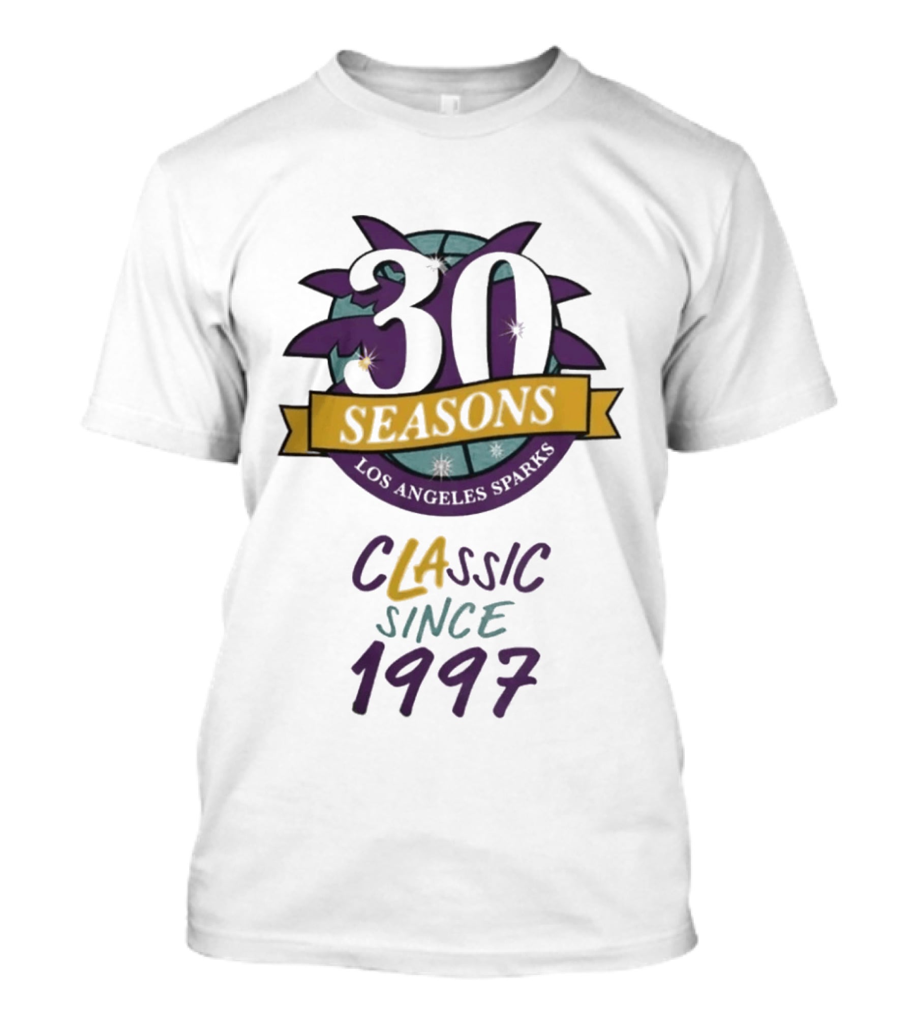 Los Angeles Sparks 30 Seasons Classic Since 1997 Celebration T-Shirt
