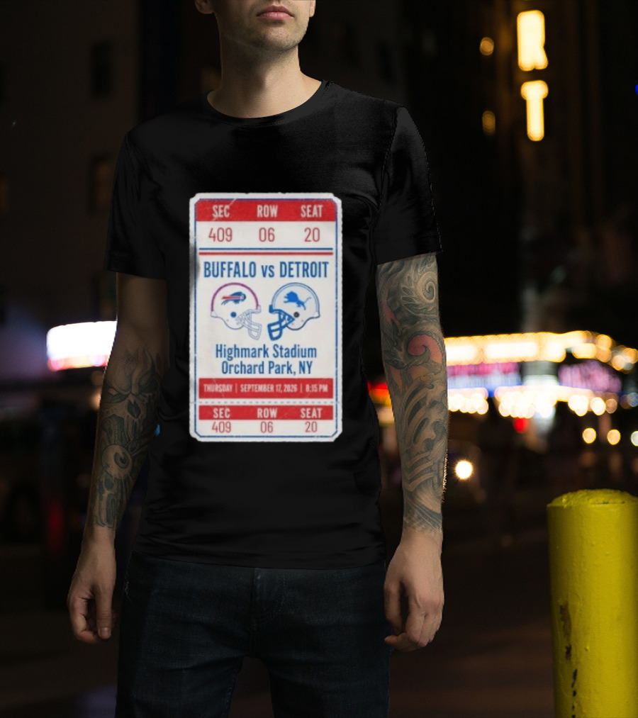 Buffalo Vs Detroit Highmark Stadium Orchard Park NY September 12 2026 Football Match Helmets T-Shirt