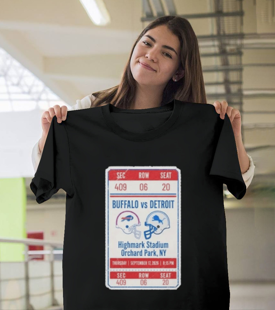 Buffalo Vs Detroit Highmark Stadium Orchard Park NY September 12 2026 Football Match Helmets T-Shirt