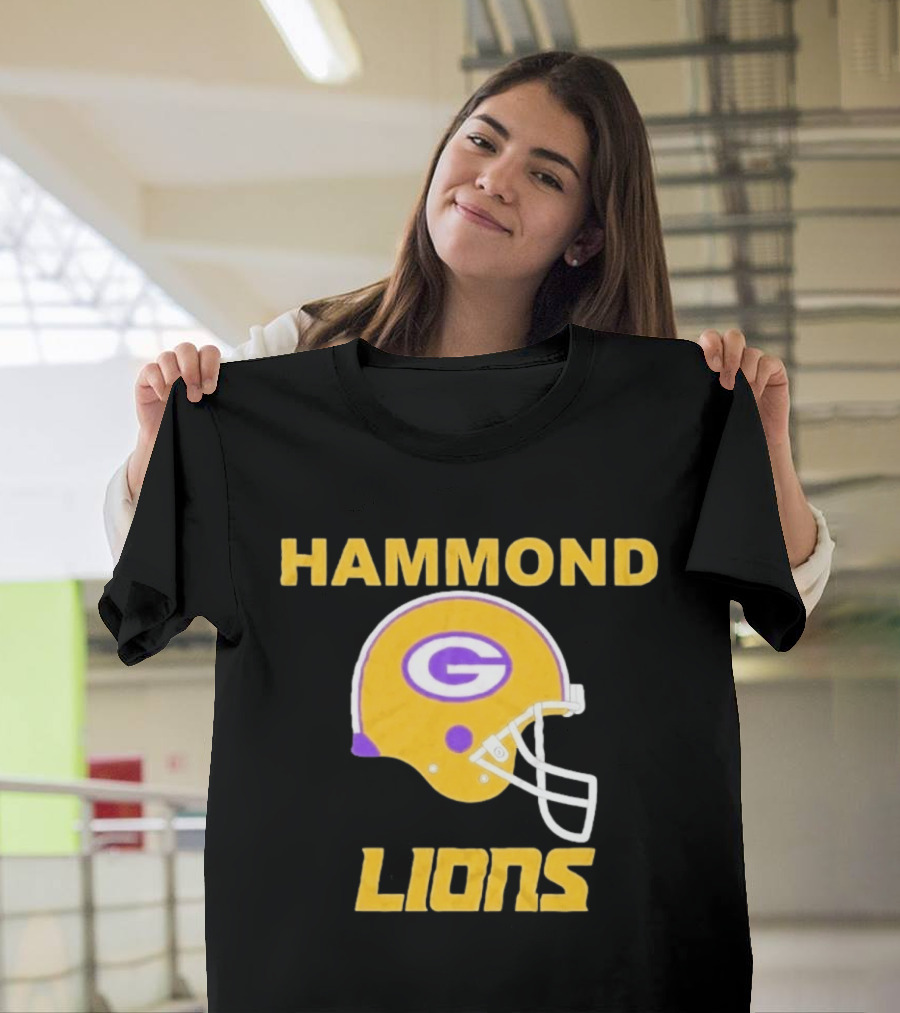 Hammond Lions Yellow Football Helmet Team Spirit T-Shirt
