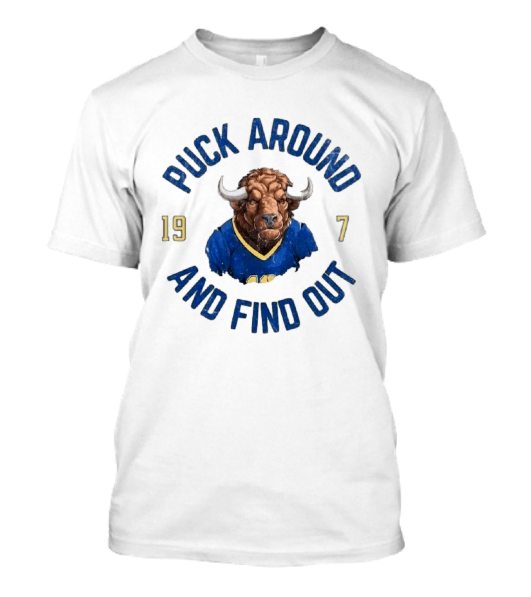 Buffalo Sabres Puck Around And Find Out 1970 Buffalo Head Hockey T-Shirt