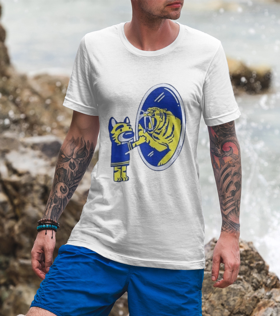 Buffalo Sabres Saber Tooth Tiger Mirror Reflection Comic T-Shirt