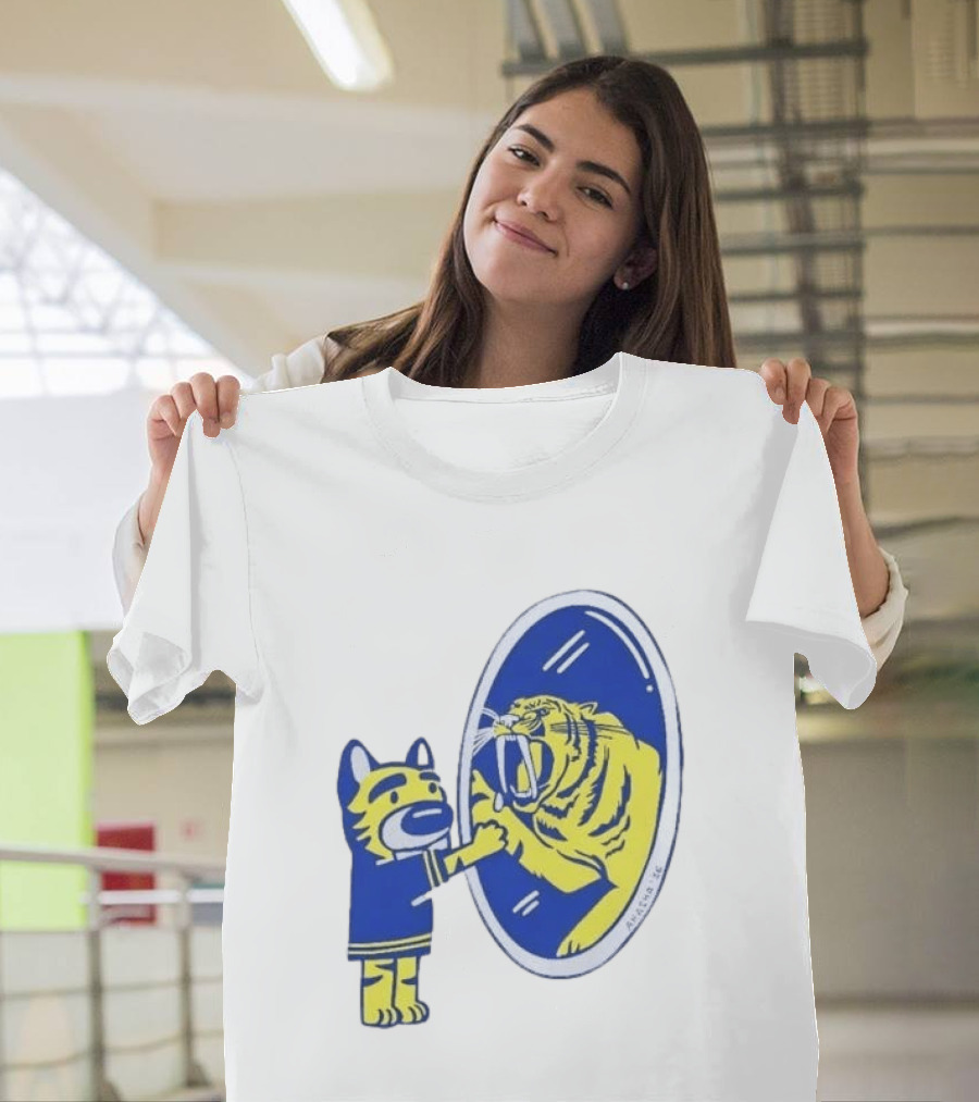 Buffalo Sabres Saber Tooth Tiger Mirror Reflection Comic T-Shirt