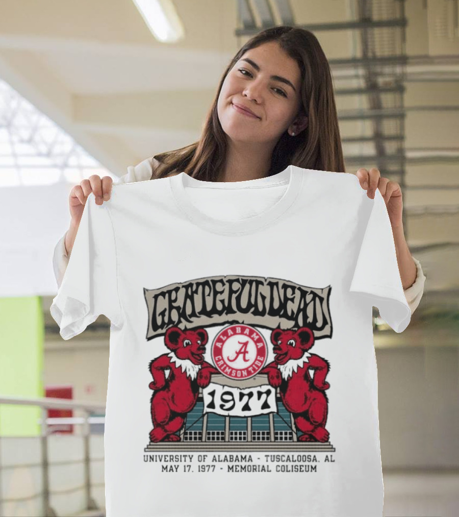 Grateful Dead Alabama Crimson Tide 1977 Memorial Coliseum Tuscaloosa Bears T-Shirt