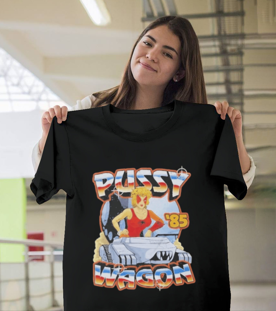 Pussy Wagon 85 Retro Car Girl Tank Cartoon T-Shirt