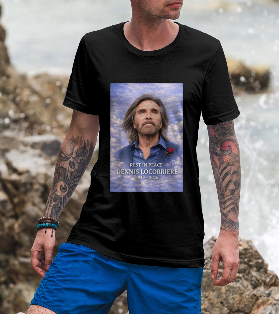 Rest In Peace Dennis Locorriere 1949 2026 Memorial Tribute With Rose And Clouds T-Shirt