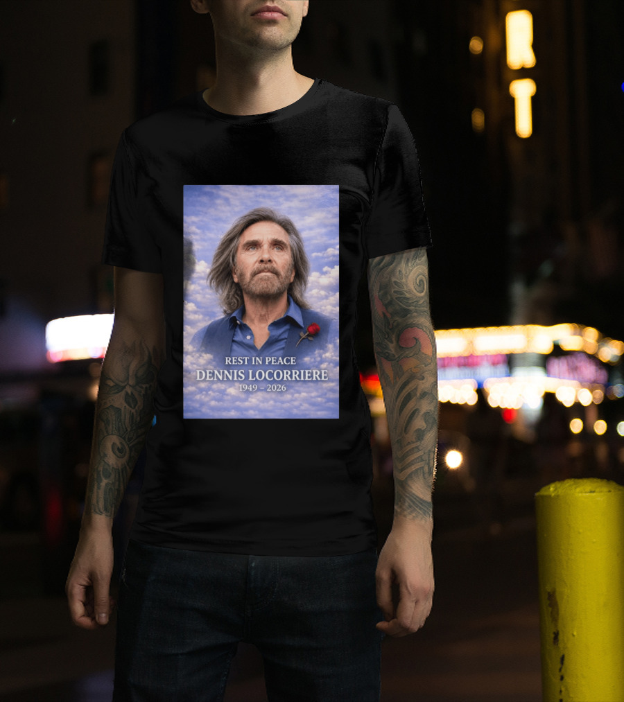 Rest In Peace Dennis Locorriere 1949 2026 Memorial Tribute With Rose And Clouds T-Shirt